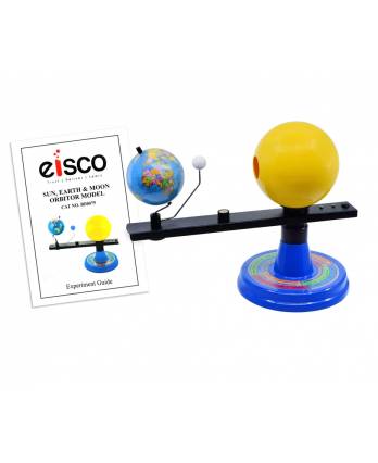 Sun, Earth & Moon Orbiter Model, 12.25" - Three Dimensional - Light Bulb Demonstrates Sunlight on Moon & Earth - Includes Experiment Guide