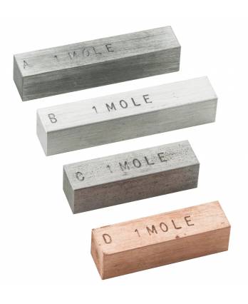 Mole Set - 4 Metal Bars that Represent "1 Mole" of the Element - Copper, Iron, Zinc, Aluminum
