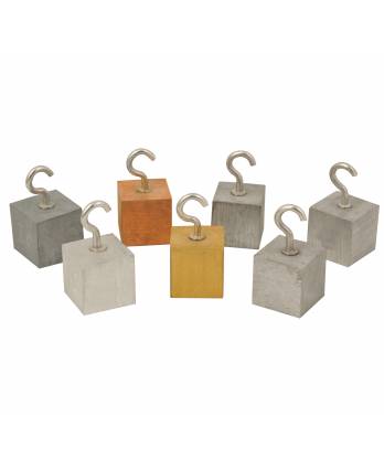 Density Cubes, Set of 7 Metals in Plastic Case with Hooks and Element Stamp